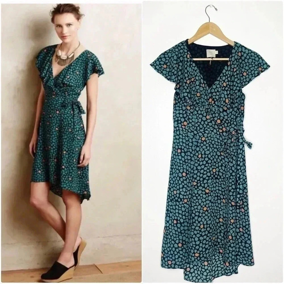 Anthropologie HD in Paris Ruffled Wrap Dress Size 2 - Picture 1 of 9